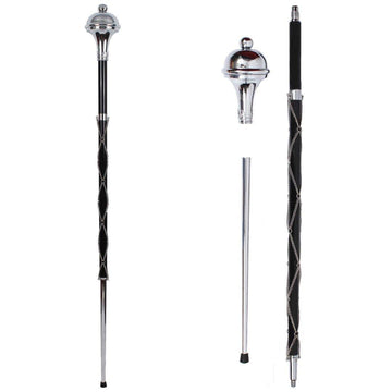 Drum Major Stave Stave Chrome Plain Head Ball Top 3 Part